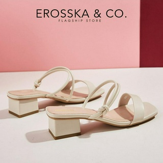 Erosska - Guốc cao gót nữ phối dây kiểu dáng đơn giản màu xanh cao 3cm - EB064