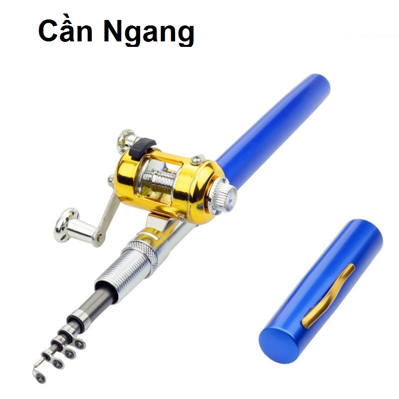 Bộ Cần Câu Bút Mini Máy Đứng Máy ngang 1m Thu Gọn 22cm Cực Kỳ Tiện Gọn