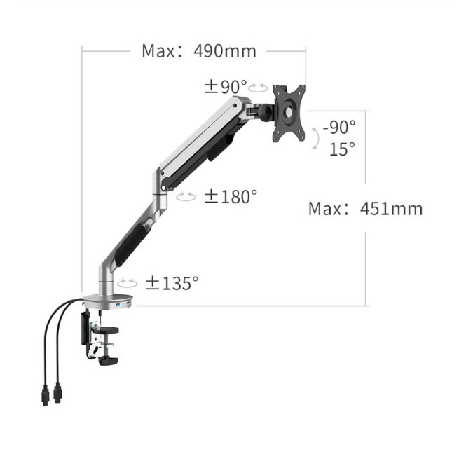 Giá đỡ 2 màn hình máy tính Music song dual display monitor bracket MLD1-D