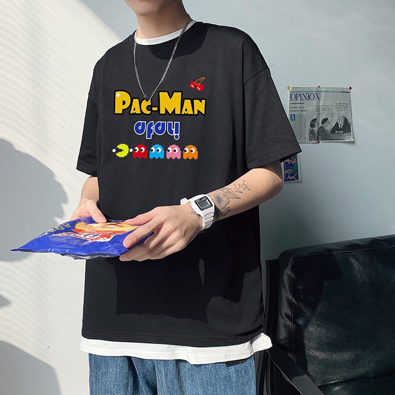Áo Thun Tay Lỡ Unisex Form Rộng Nam - TTL699 Pacman - Chất Cotton Mềm Mịn Mát - Form Oversize < 75kg Cực Chất | BigBuy360 - bigbuy360.vn