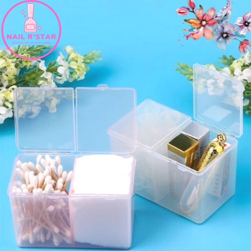Hộp đựng giấy lau gel 2 ngăn có nắp - hộp nhựa đựng dụng cụ nail chuyên dụng NAIL R’STAR
