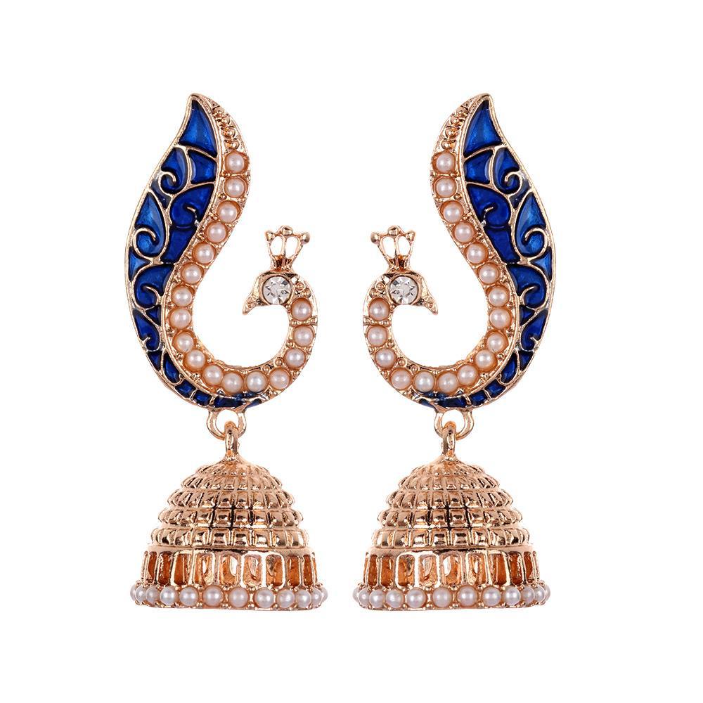 1 Đôi Bông Tai Hình Chim Công Phong Cách Ấn Độ Mới