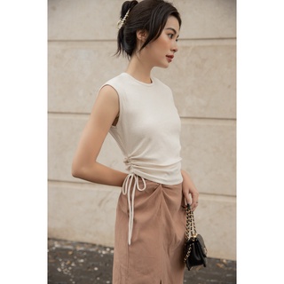 OLV - Áo White Ruching Side Top