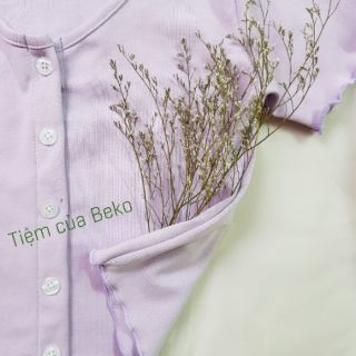Áo croptop tím nút dọc  ( Vải form đẹp, ảnh shop chụp )