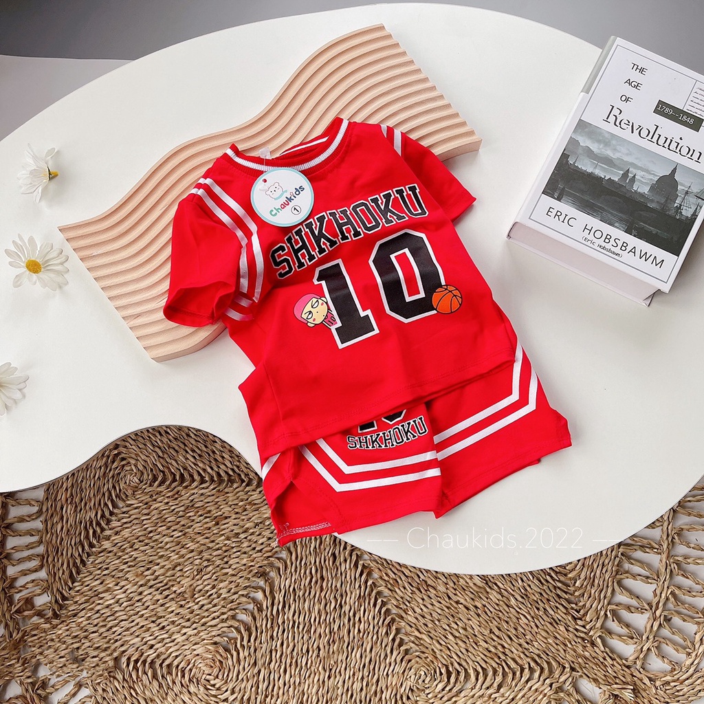 Bộ bé trai, bộ quần áo cộc tay thể thao SHKHOKU khỏe khoắn chất cotton QC cho bé