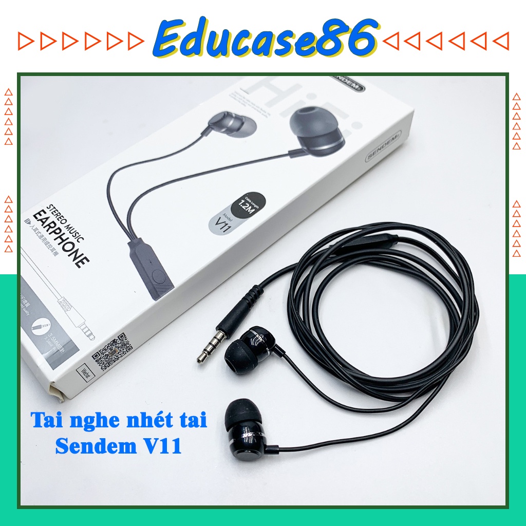 Tai nghe nhét tai Sendem V11 có Mic jack 3.5 cho tất cả các dòng điện thoại - Educase86