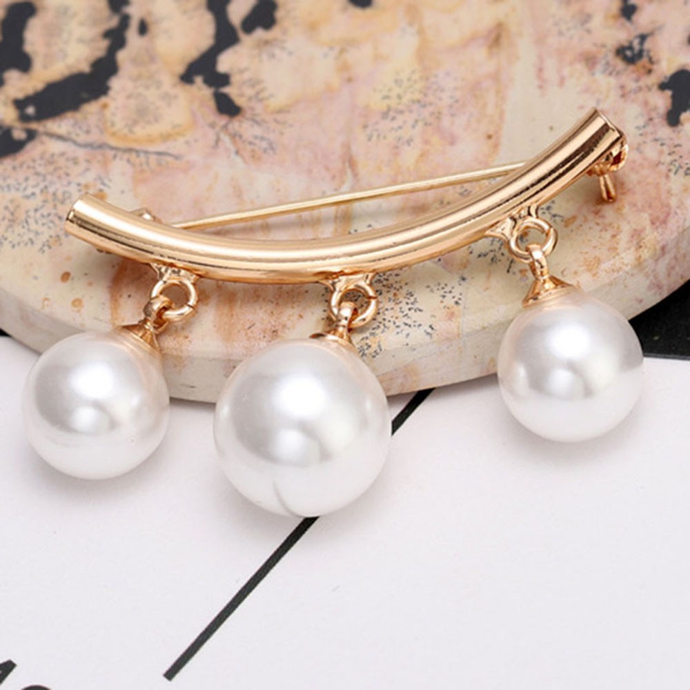 Ghim cài áo đính ngọc trai giả chống trượt thời trang
