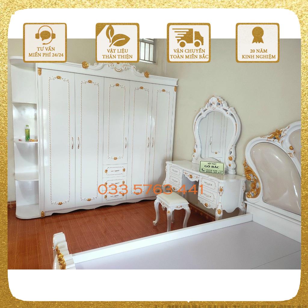 Tủ quần áo gỗ phong cách tân cổ điển sang trọng, đa dạng kích thước