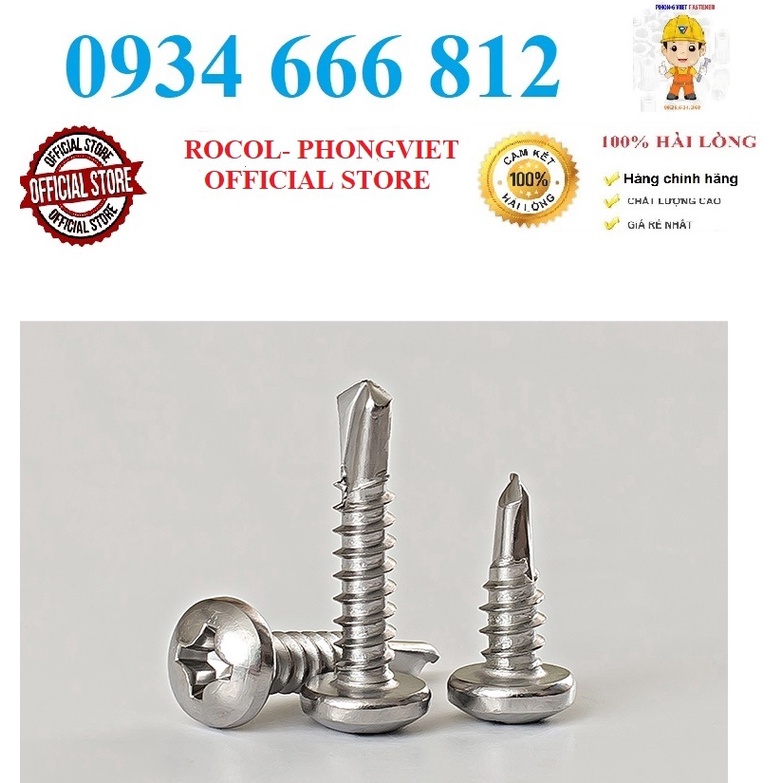 Set 100c Vít tự khoan đầu tròn inox410 M4.2