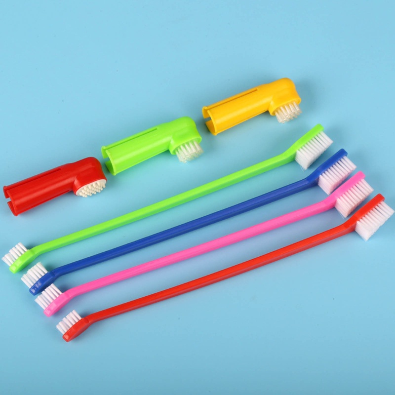 Lucky Set 3 Bàn Chải Đánh Răng Đeo Ngón Tay Chăm Sóc Răng Miệng Có Tay Cầm Cho Chó Mèo Chăm Sóc