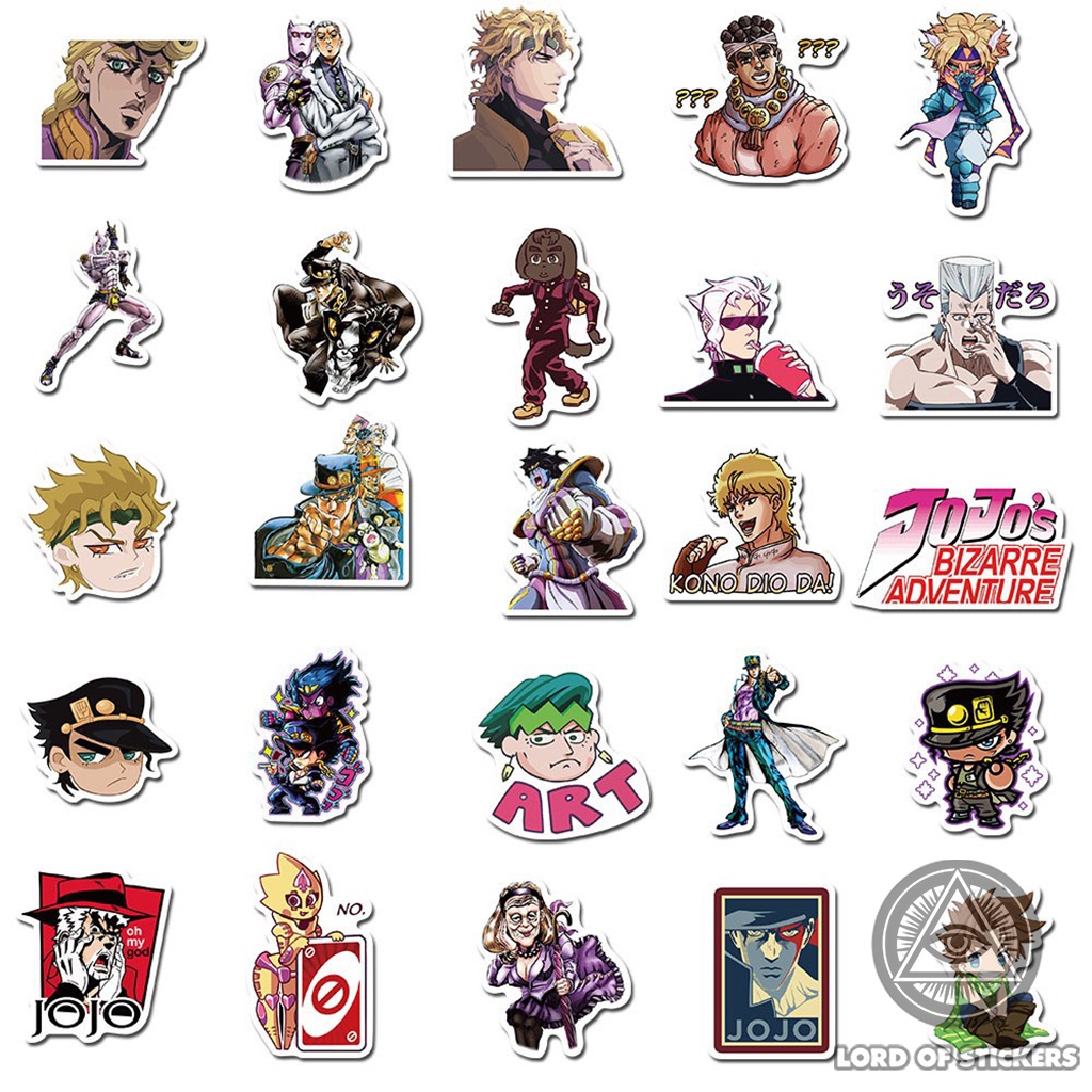 Set 50 Miếng Dán Jojo's Bizarre Adventure Sticker Anime Manga Chống Thấm Nước Trang Trí Mũ Bảo Hiểm, Ván Trượt, Laptop