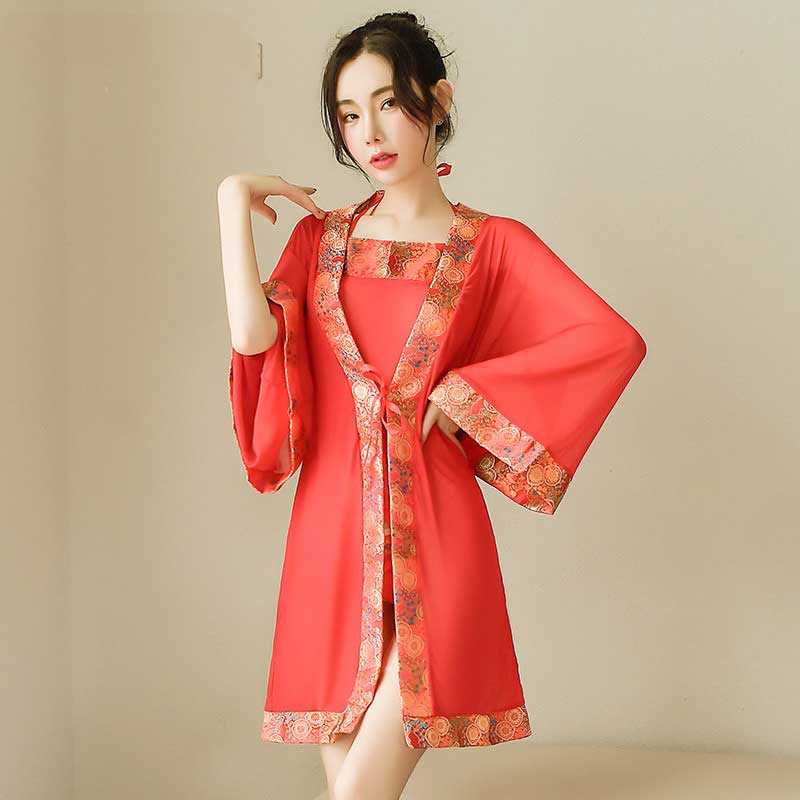 Đồ ngủ sexy nữ gợi cảm yếm ngực cổ trang kèm áo choàng quyến rũ 9005 | BigBuy360 - bigbuy360.vn