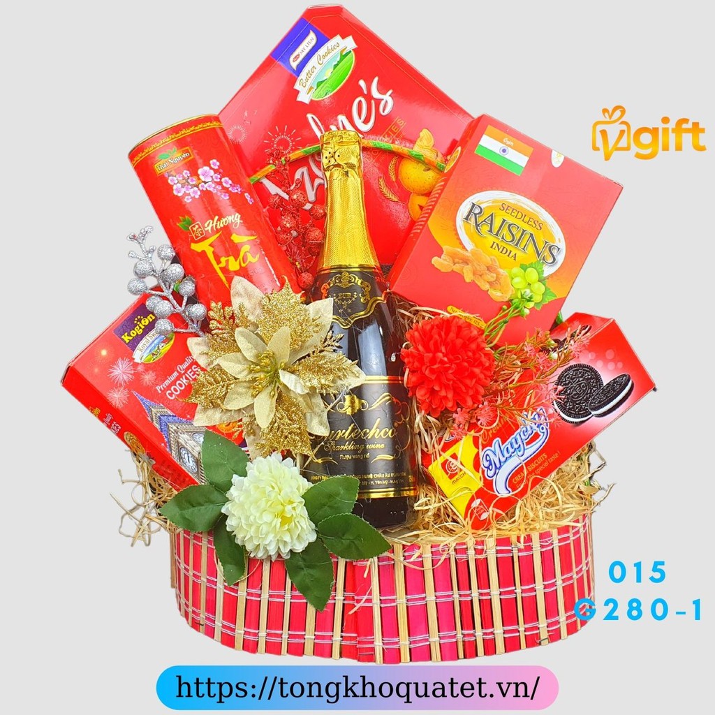 Giỏ quà tết 2022_Giỏ bánh kẹo tết_ ĐẸP, CAO CẤP, SANG TRỌNG [015-G280-1]