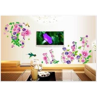 Decal dán tường hoa loa kèn hồng BINBIN PK165 (Có keo sẵn)