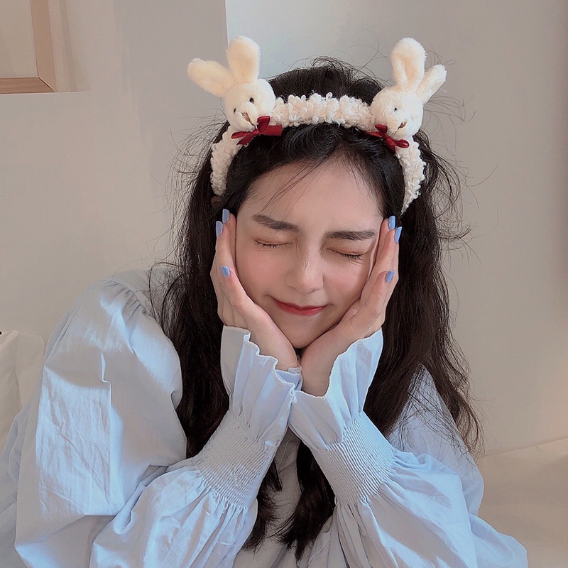 Bờm Hoa, Băng Đô Rửa Mặt thỏ có nơ Hàn Quốc cute PT08