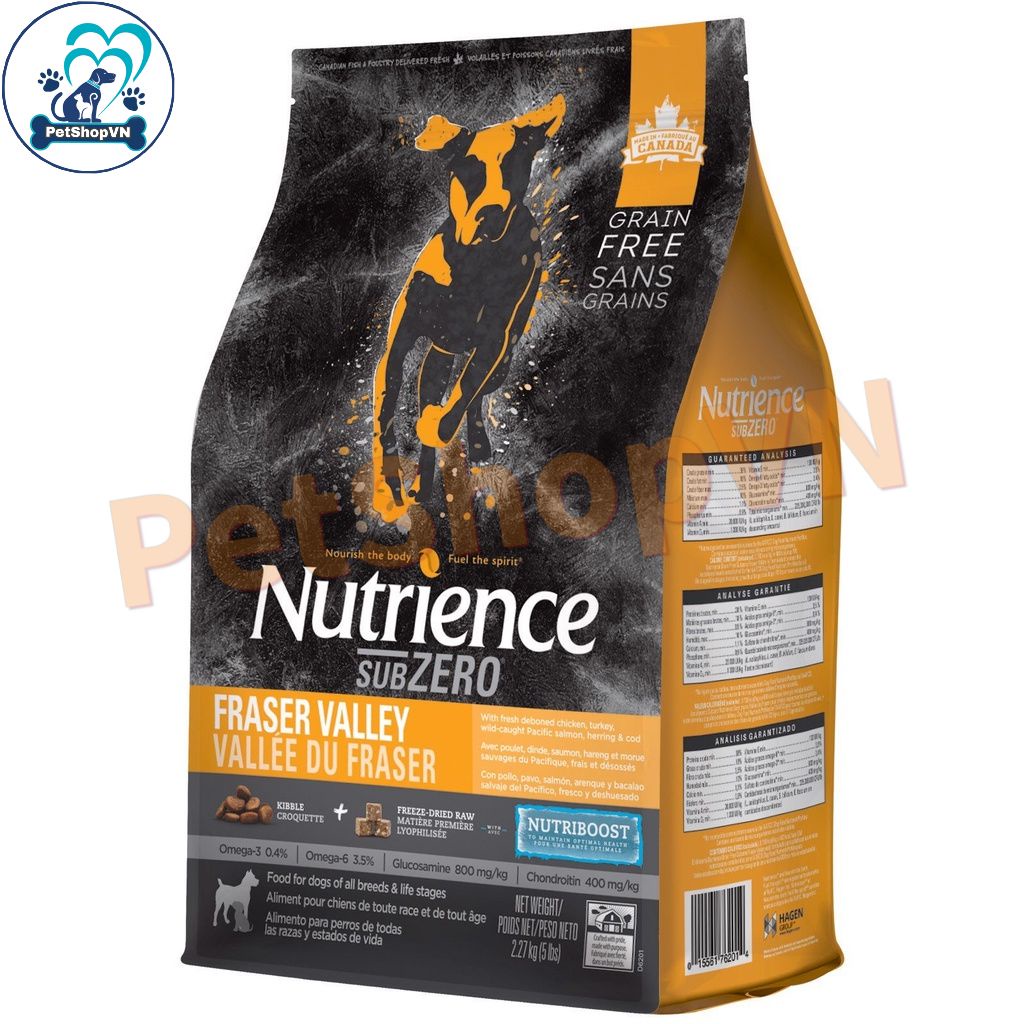 Thức Ăn Cho Chó Hạt NUTRIENCE SUBZERO Bao 5Kg Vị Gà Tây, Cá hồi & Rau Củ Quả