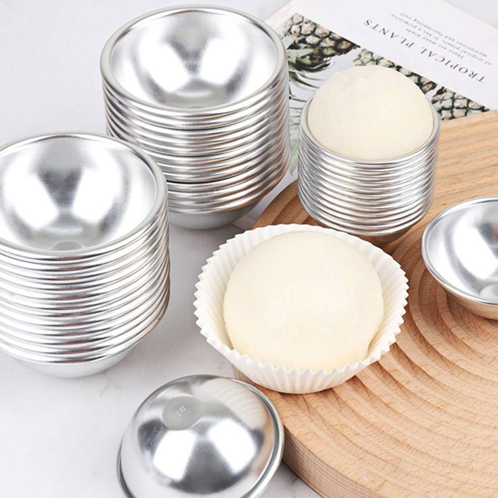 Khuôn Làm Bánh Hình Bán Cầu 3D Bằng Nhôm 10 Cái
