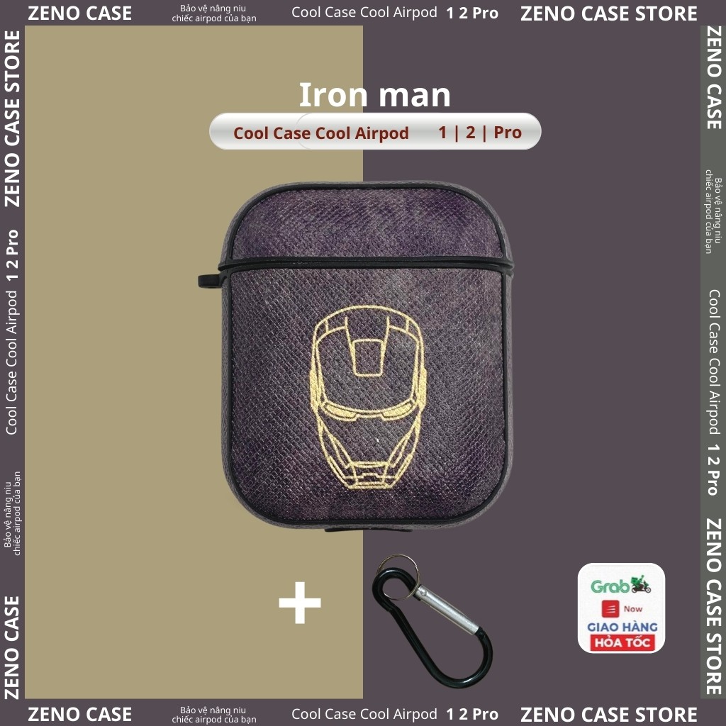 Vỏ ốp case bảo vệ bao đựng tai nghe không dây bluetooth 1/2/Pro Iron man chống va đập - Zeno case