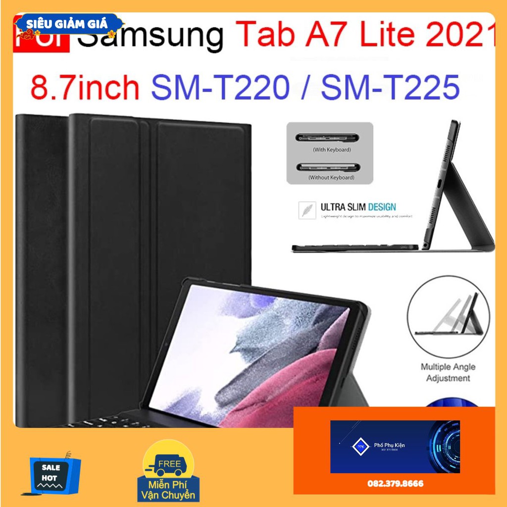 Bao Da Kèm Bàn Phím Không Dây Cho Samsung Tab A7 Lite 2021 T220 T225 8.7inch/ Tab A 8.0 T295 T290