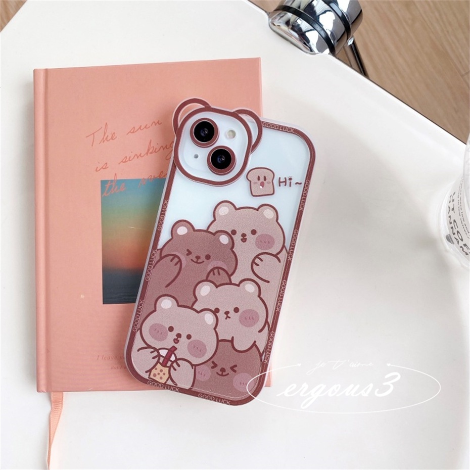 Ốp Điện Thoại Mềm Họa Tiết Gấu / Thỏ Đáng Yêu Cho iPhone 14 13 12 11 Pro Max SE2020 X XR Xs Max 7 8 6 6s Plus
