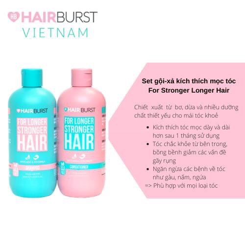 Combo Chăm sóc toàn diện HAIRBURST Dầu gội xả 350ml/chai + Xịt tóc125ml + Kẹo dẻo 60Viên | BigBuy360 - bigbuy360.vn