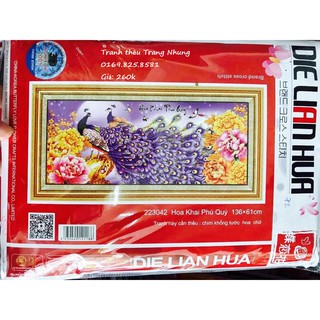 Tranh thêu chữ thập Hoa khai phú quý 223042-136x61cm