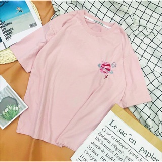 Áo tay lở thêu trái đất