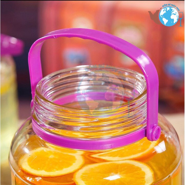 Bình Ngâm Rựu (Hỏa Tốc HCM) bình thủy tinh Dày Coó Quai Xách Nắp Tím 2L-5L-8L-10L ,Keo Ngâm Thủy Tinh
