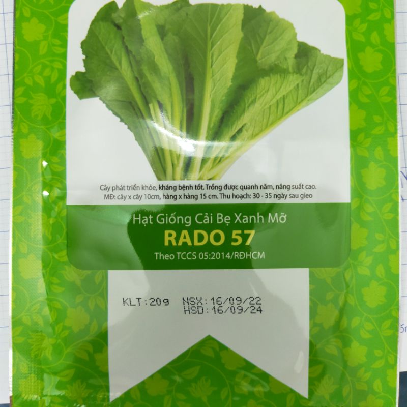 Hạt giống Cải bẹ xanh mỡ , đóng gói 20gr