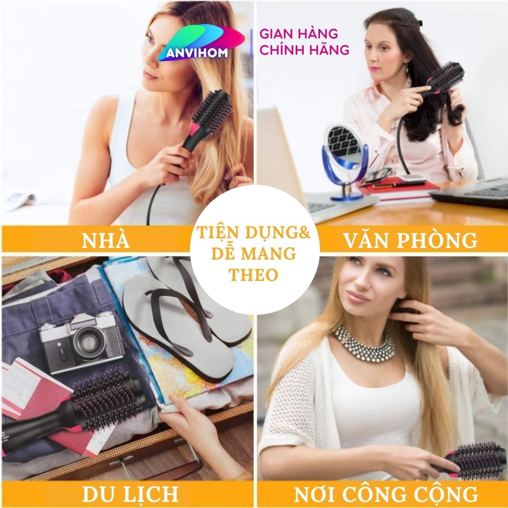 Lược Sấy Tóc Tạo Kiểu Đa Năng One Step 2 Trong 1 Xoay 360 Độ Bảo Hành 36 Tháng ANVIHOM