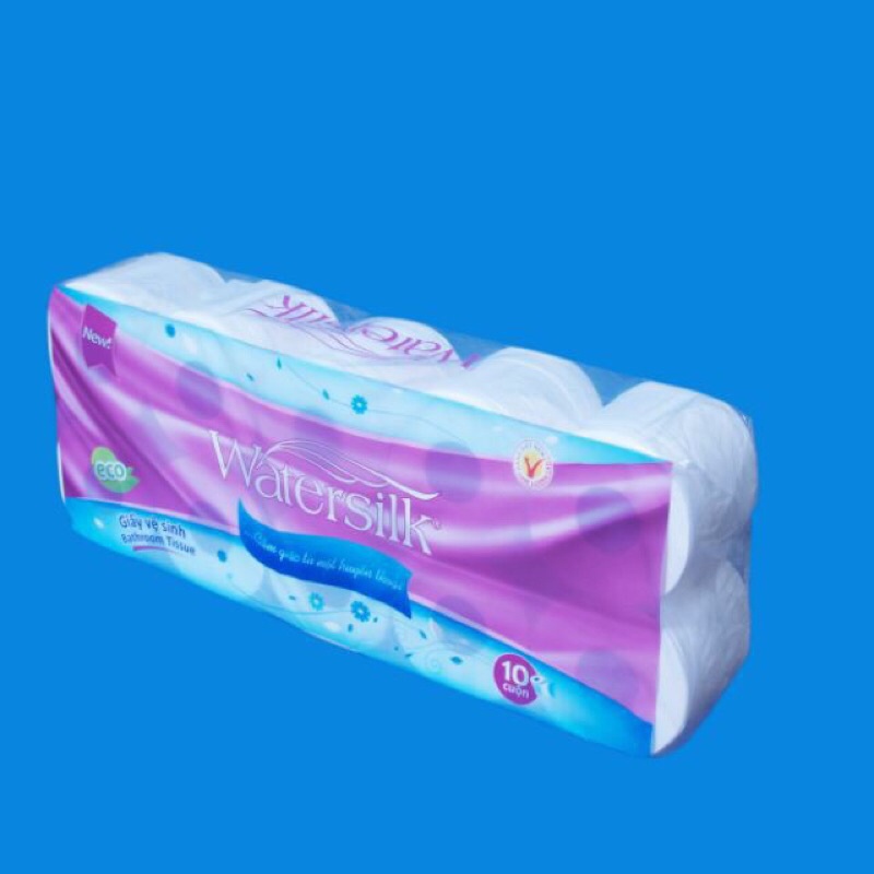 Bịch 10 cuộn Giấy vệ sinh có lõi Watersilk dai mịn