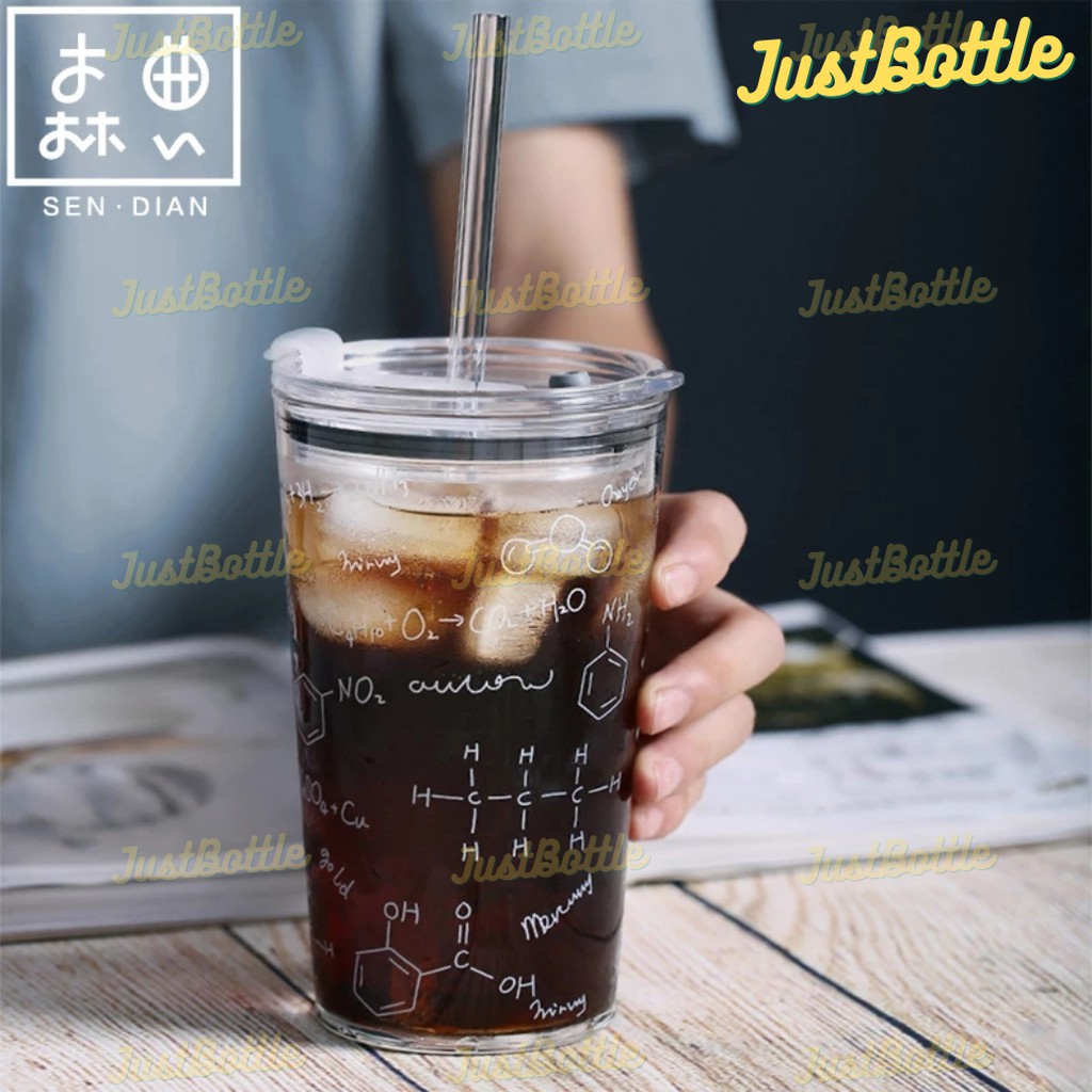 LY THỦY TINH CHIA VẠCH DỄ THƯƠNG CÓ QUAI NẮP 2 LỚP ĐẸP CHỊU NHIỆT CHO BÉ  CỐC THỦY TINH CUTE CHỐNG ĐỔ