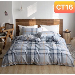 Bộ chăn ga gối Cotton TC Nhà Nhím Chăn ga gối kẻ sọc caro 4 món