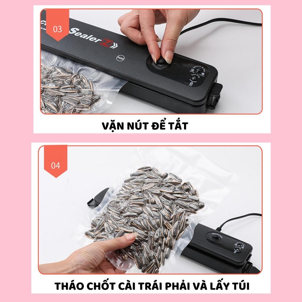 Máy Hút Chân Không Thực Phẩm Kèm Hàn Miệng Túi Vacuum Sealer - Máy Hút Chân Không Thực Phẩm Gia Đình Hút Khỏe, Hết Khí