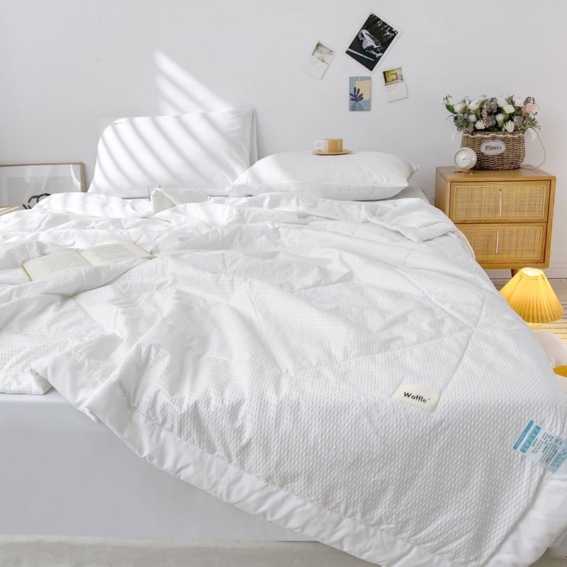 Bộ ga gối chăn trần đũi nhún mềm mại thoáng mát,sét 4 món chăn trần hè đũi nhập khẩu mềm mịn