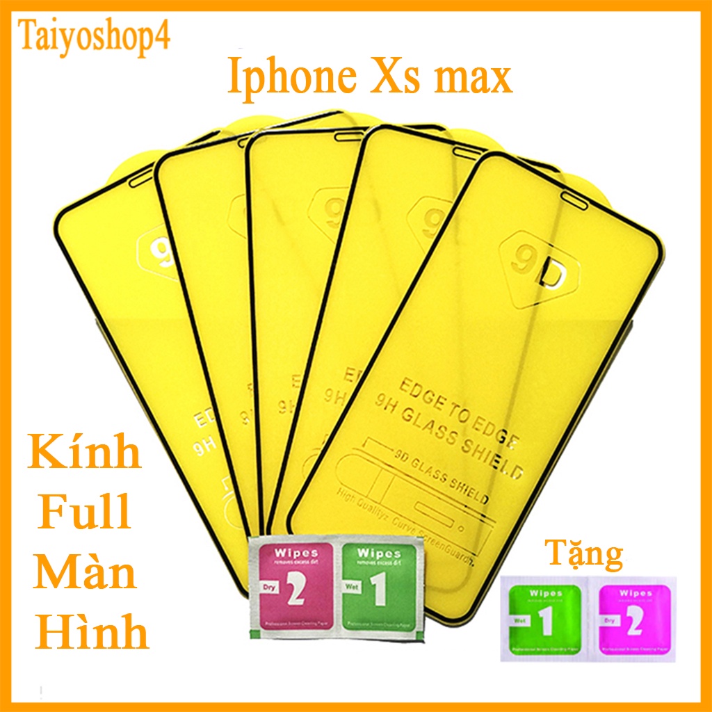 Kính cường lực Iphone XS Max full màn hình, ảnh thực shop tự chụp ( Tặng kèm bộ giấy lau màn hình ) Taiyoshop4
