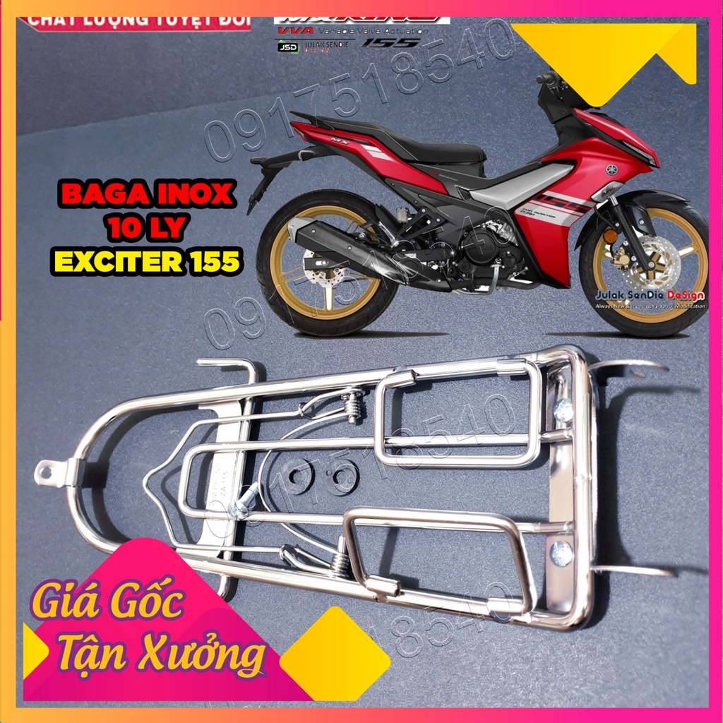 Baga Exciter 155 - Ex 155 Mẫu 10 Ly iNox Dầy Dặn Cứng Cáp (Ảnh Sp thật)