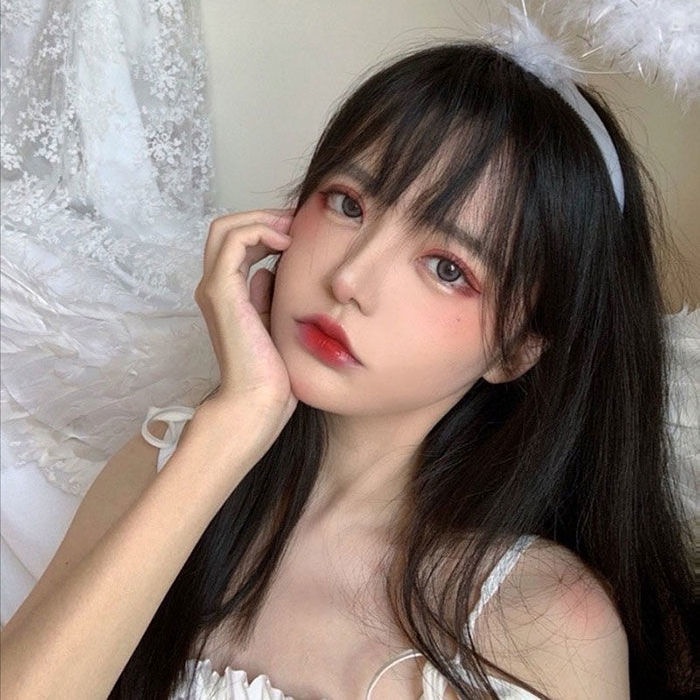 Women's wig cover, full-head lifelike long hair, Chinese clothing, whole cosplay long straight hair, lolita bangs, full set of head beauty, excellent