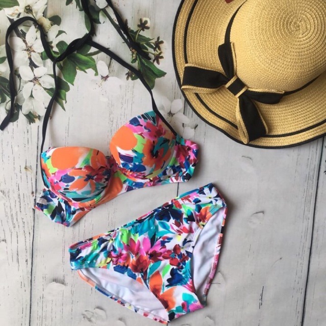 Bikini cúp ngực hoa cam