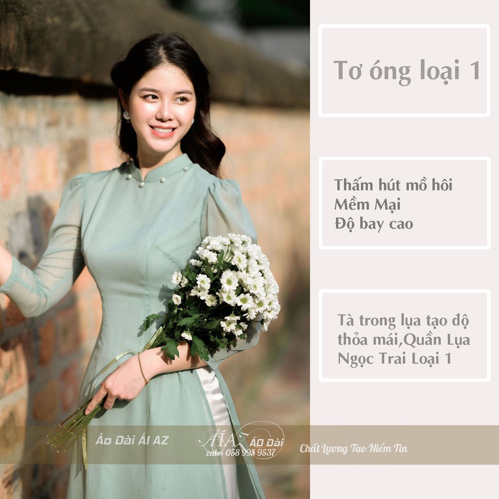 Áo Dài Cách Tân Nữ 4 Tà Vai Bồng Tơ Óng AD16