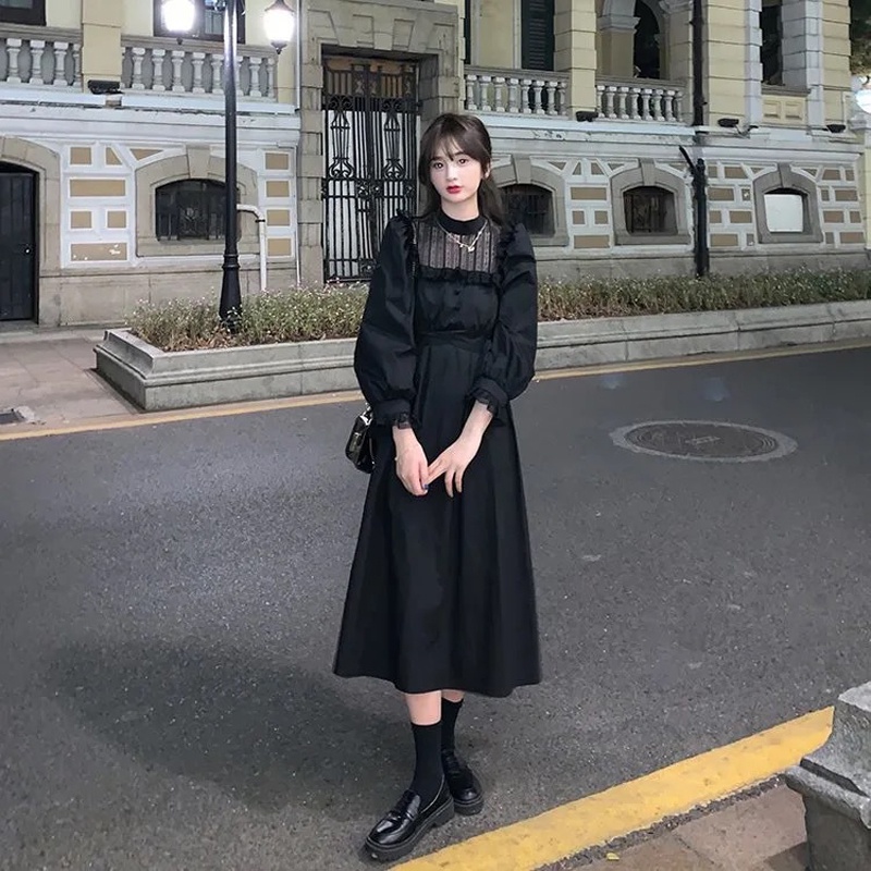 IELGY Đầm Phối Ren Chiết Eo Kiểu Dáng Nhẹ Nhàng Thanh Lịch Cho Nữ