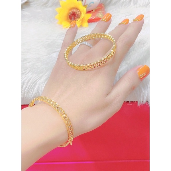 Vòng tay nữ kiểu kim tiền dát vàng 18 cao cấp mẫu mới cực xinh