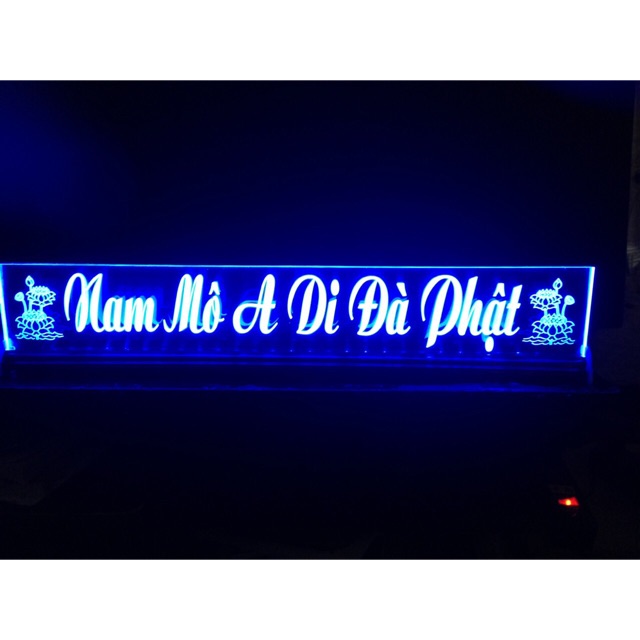 Tranh điện đèn led đổi màu in danh hiệu Nam Mô A Di Đà Phật - cao 9cm x dài 50cm