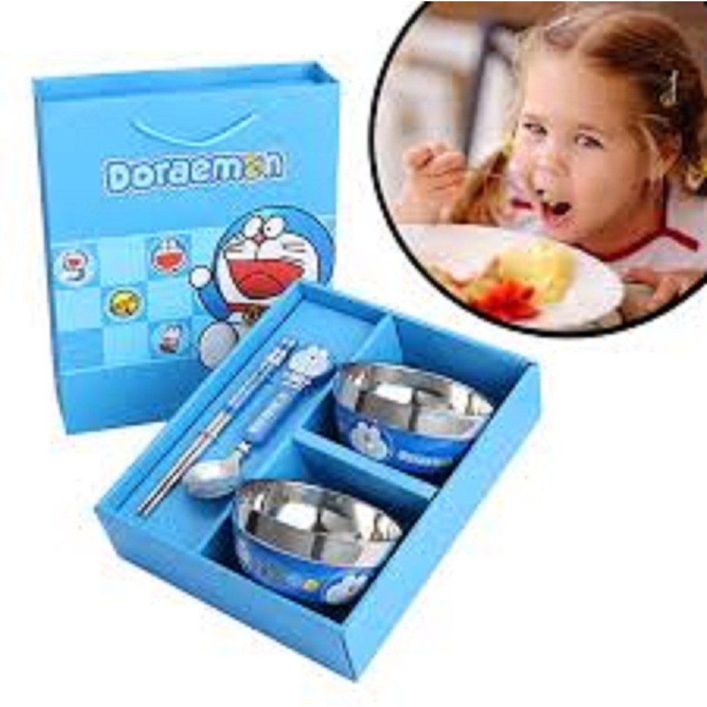 BỘ BÁT ĂN CHỐNG NÓNG HELLO KITTY - DOREMON DỄ THƯƠNG CHO BÉ