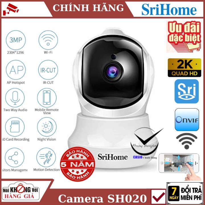 ( Tặng thẻ nhớ 64G yoosee ) Camera wifi srihome sh020 360 độ , phát hiện chuyển động thông minh , camera an ninh ,camera | BigBuy360 - bigbuy360.vn