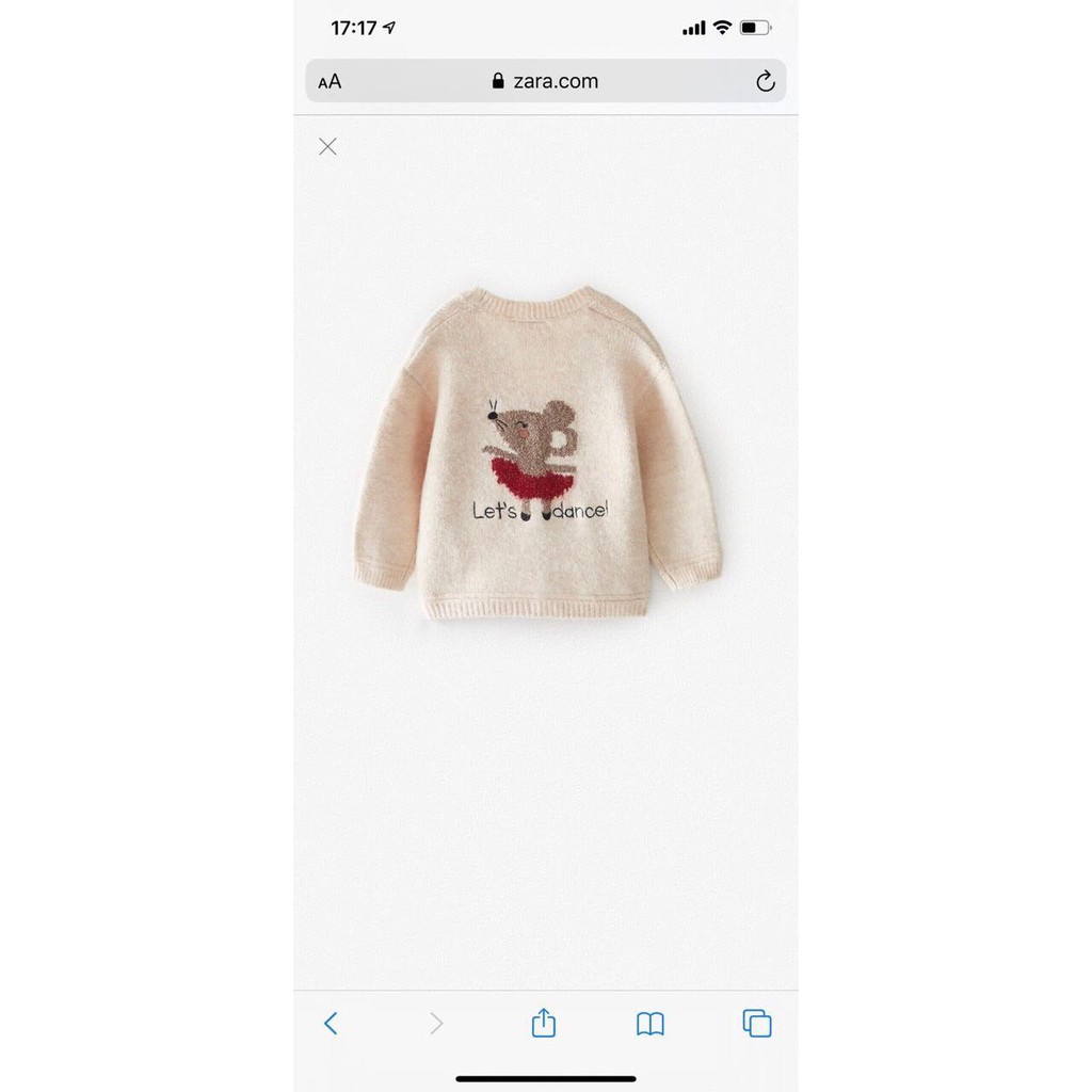 áo len Cardigan Zara hình chuột bé gái 1-5T
