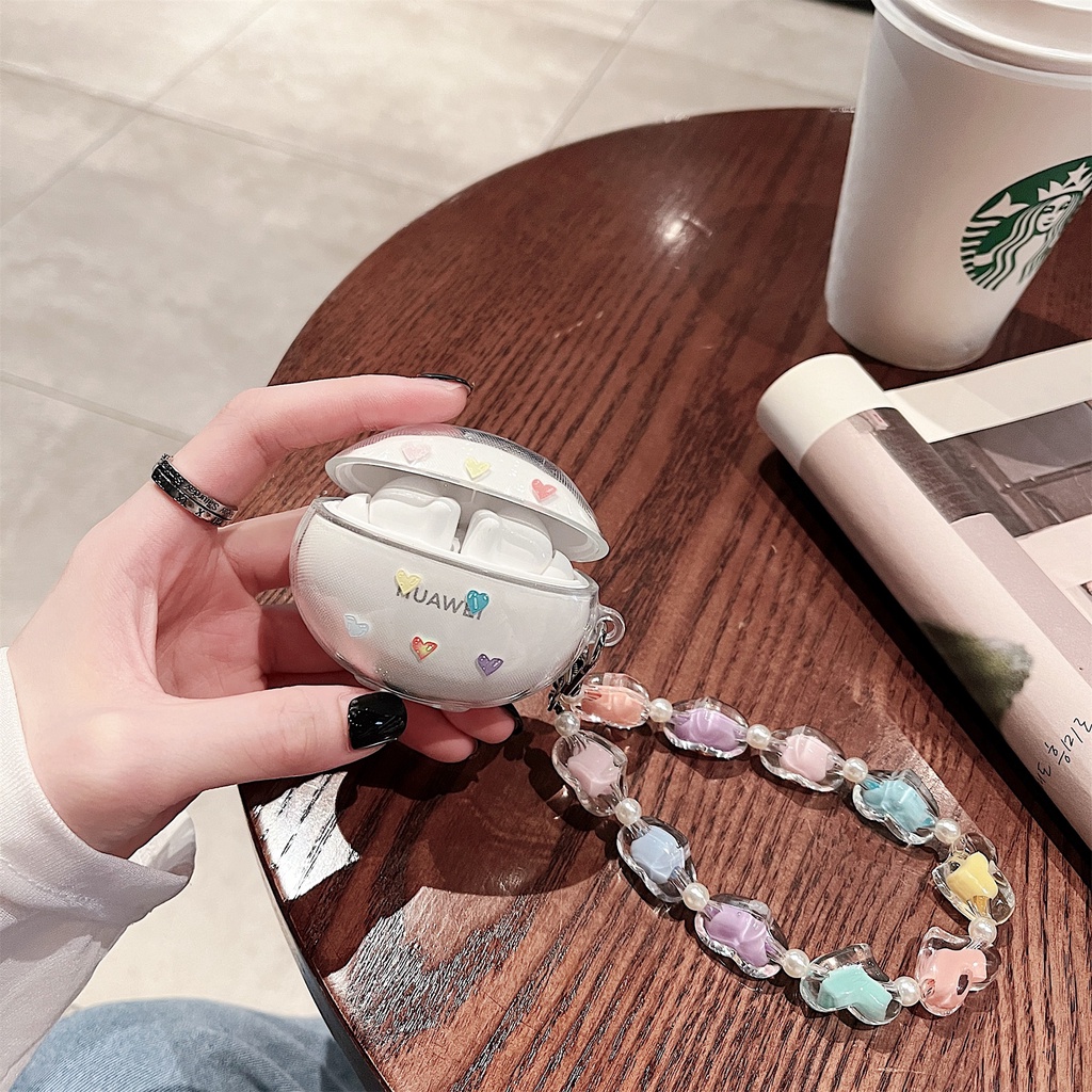 Vỏ Bảo Vệ Hộp Sạc Tai Nghe HUAWEI FreeBuds3/4/4I Bluetooth Không Dây Bằng TPU Dẻo Họa Tiết Trái Tim Nhiều Màu Dễ Thương