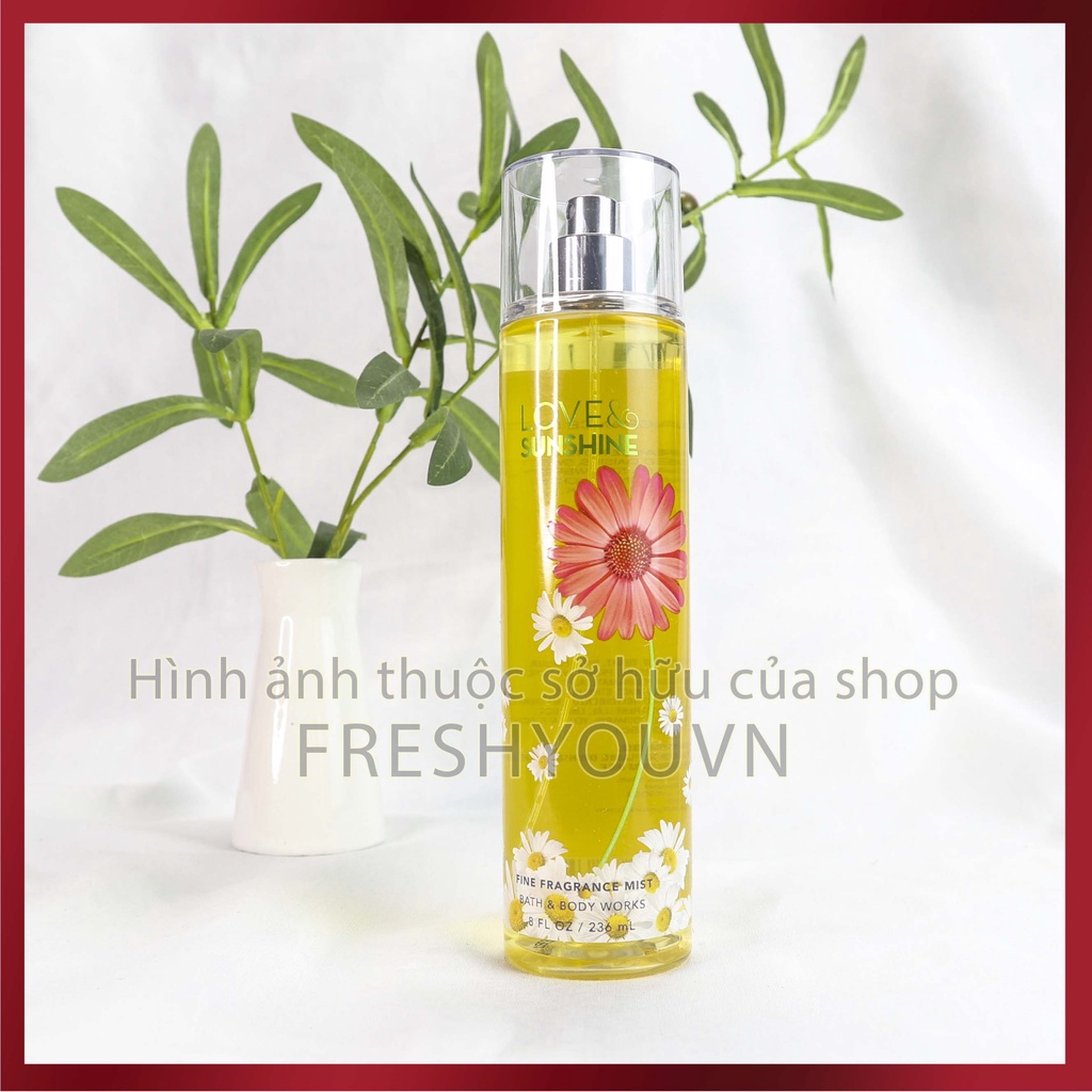 Love &amp; Sunshine - Full Size Xịt Thơm Toàn Thân Bath &amp; Body Works (Body Mist, Lotion, Sữa tắm) - Trái cây