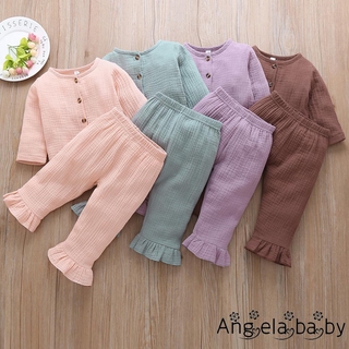 Set áo tay dài + quần dài ống loe hợp thời trang Hàn Quốc cho bé gái