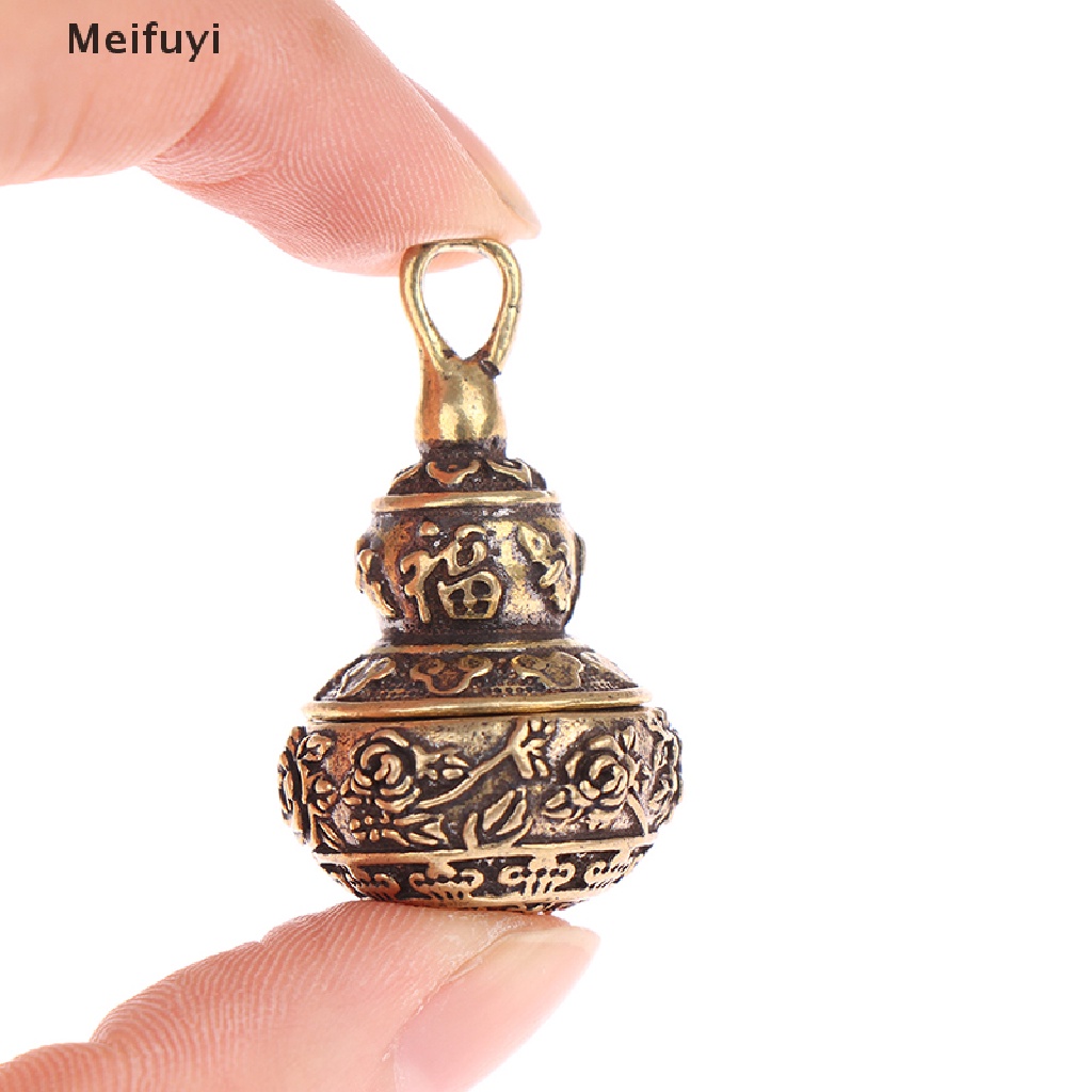 [Meifuyi] Brass Gourd Lucky Car Key Chain Pendants Pill Box Medicine Case Container Bottle COD